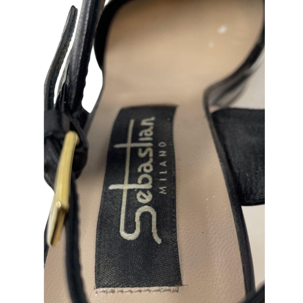 Sebastian Womens Black White and Gold Ankle Strap Platform Sandals Size EU 37.5 - Picture 8 of 12